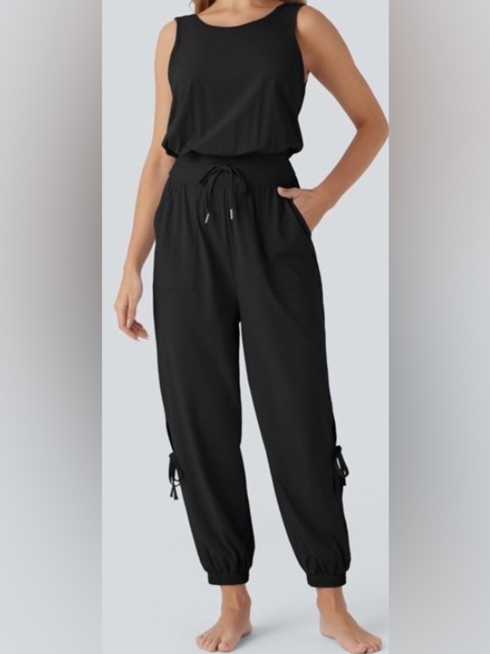 XLARGE. HALARA EASY PEEZY TANK TOP SLIT JOGGER JUMPSUIT